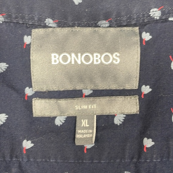 Men's Bonobos Floral Long Sleeve Button Down Slim Fit Shirt Navy Blue XL - Picture 6 of 8
